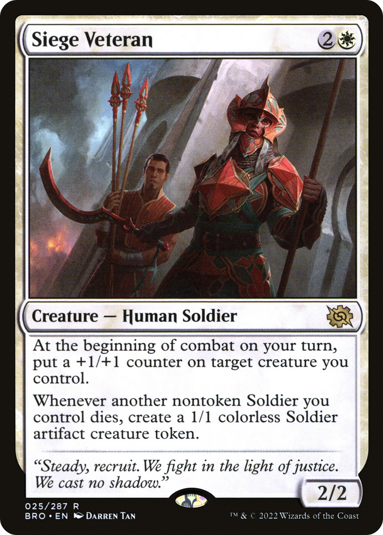 Siege Veteran - Rare Creature — Human Soldier card from The Brothers' War
