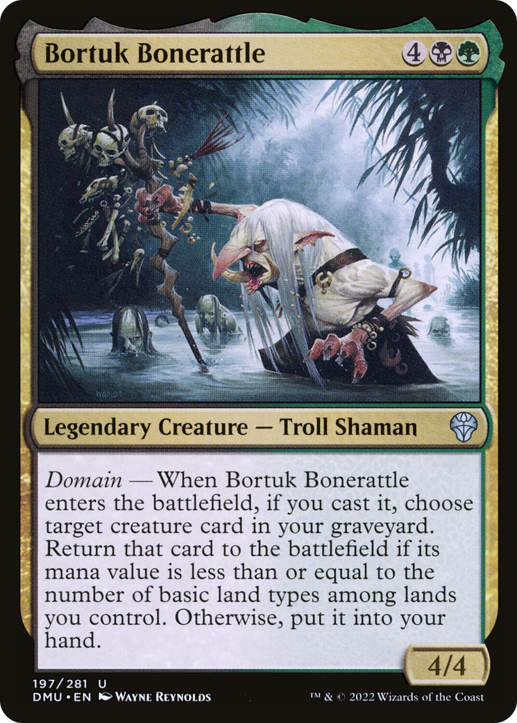 Bortuk Bonerattle - Uncommon Legendary Creature — Troll Shaman card from Dominaria United