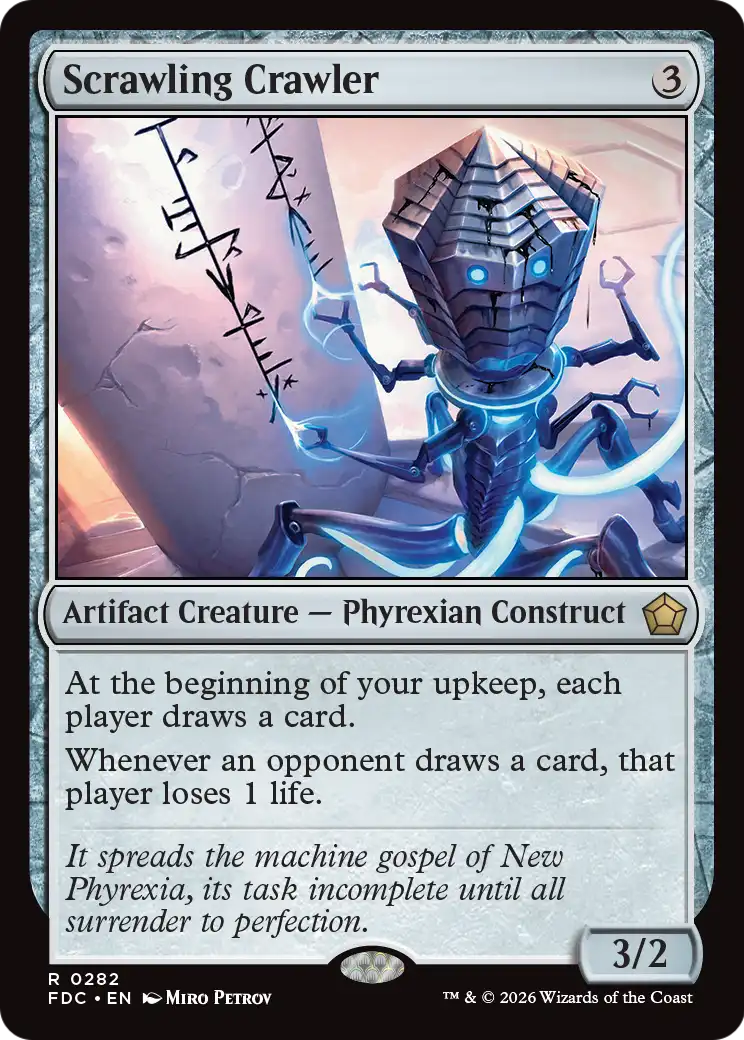 Scrawling Crawler - Rare Artifact Creature — Phyrexian Construct card from Foundations Commander