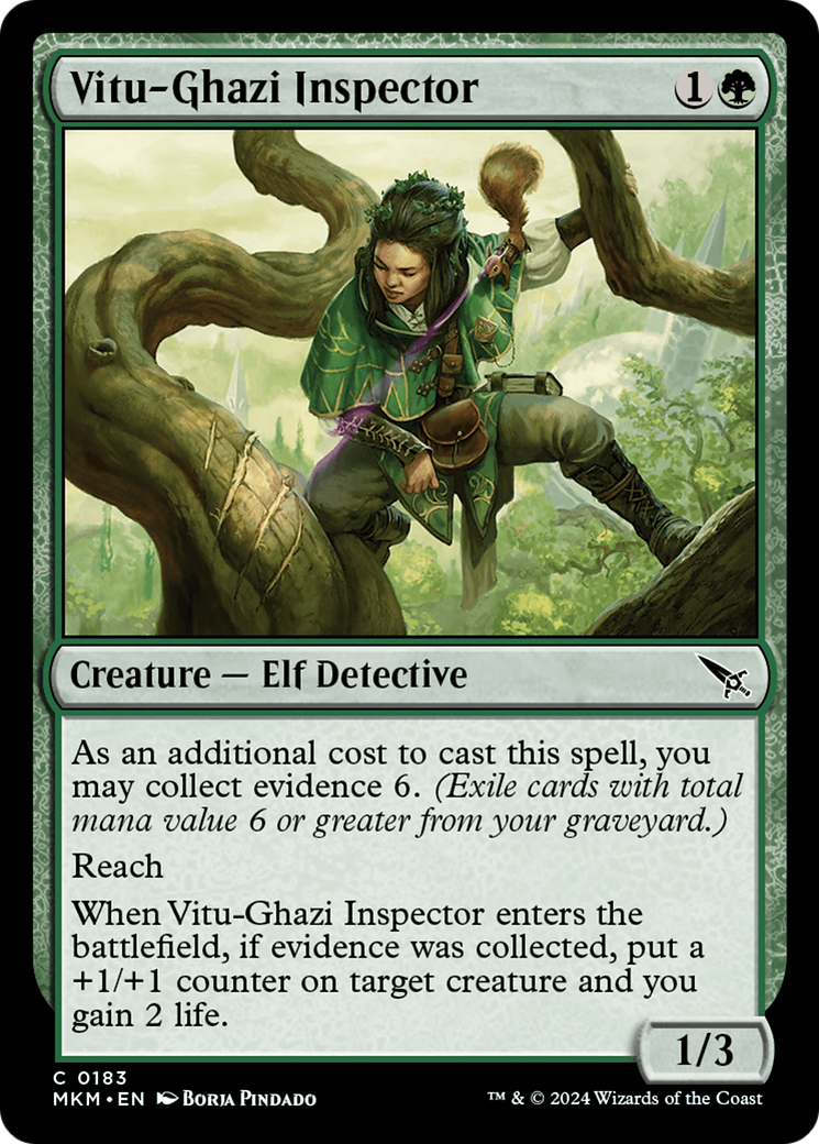 Vitu-Ghazi Inspector - Common Creature — Elf Detective card from Murders at Karlov Manor