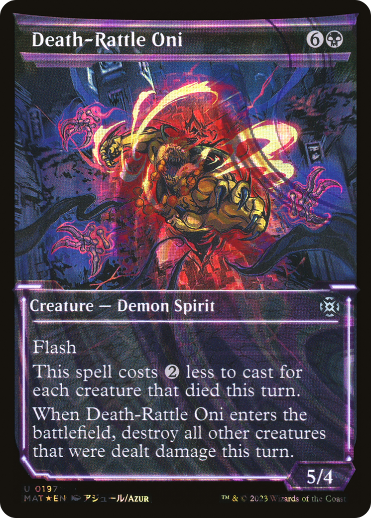 Death-Rattle Oni - Uncommon Creature — Demon Spirit card from March of the Machine: The Aftermath