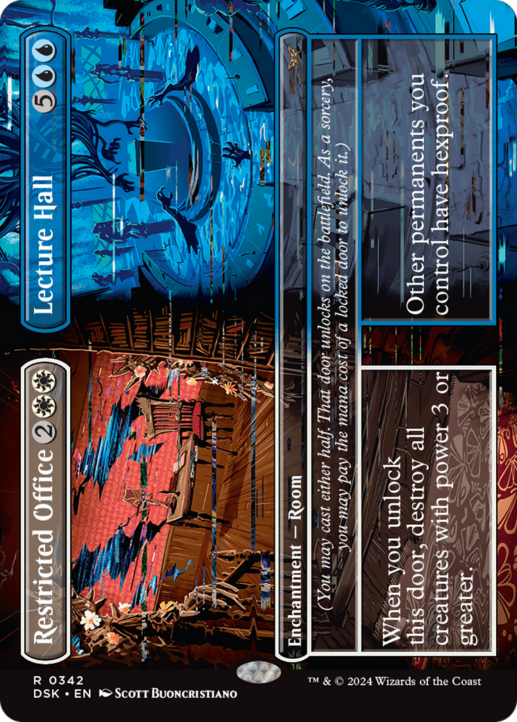 Restricted Office // Lecture Hall - Rare Enchantment — Room card from Duskmourn: House of Horror