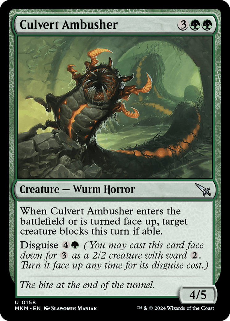 Culvert Ambusher - Uncommon Creature — Wurm Horror card from Murders at Karlov Manor