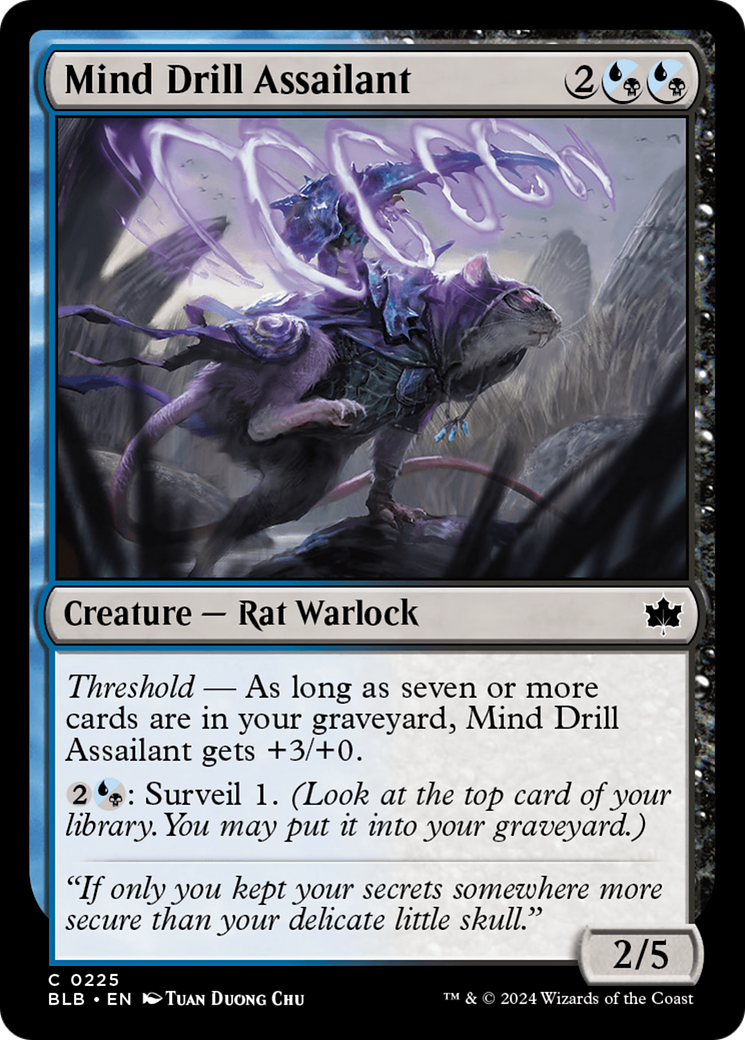 Mind Drill Assailant - Common Creature — Rat Warlock card from Bloomburrow