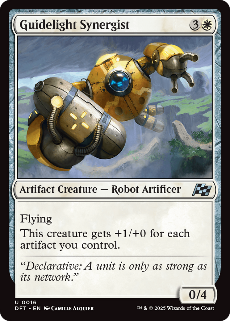Guidelight Synergist - Uncommon Artifact Creature — Robot Artificer card from Aetherdrift