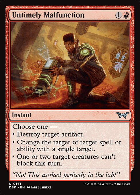 Untimely Malfunction - Uncommon card from Duskmourn: House of Horror