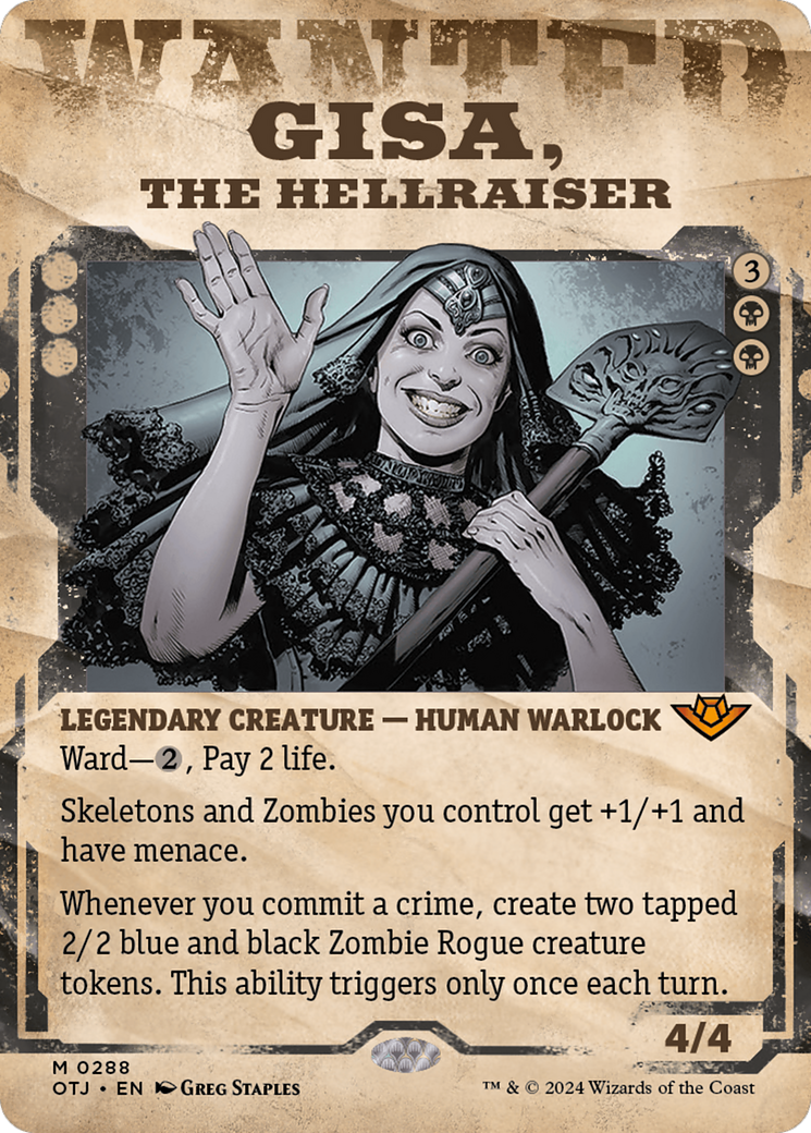 Gisa, the Hellraiser - Mythic Legendary Creature — Human Warlock card from Outlaws of Thunder Junction