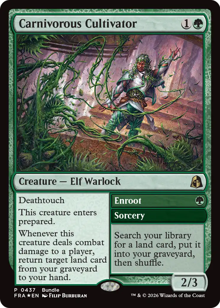Carnivorous Cultivator // Enroot - Rare Creature — Elf Warlock card from Reality Fracture