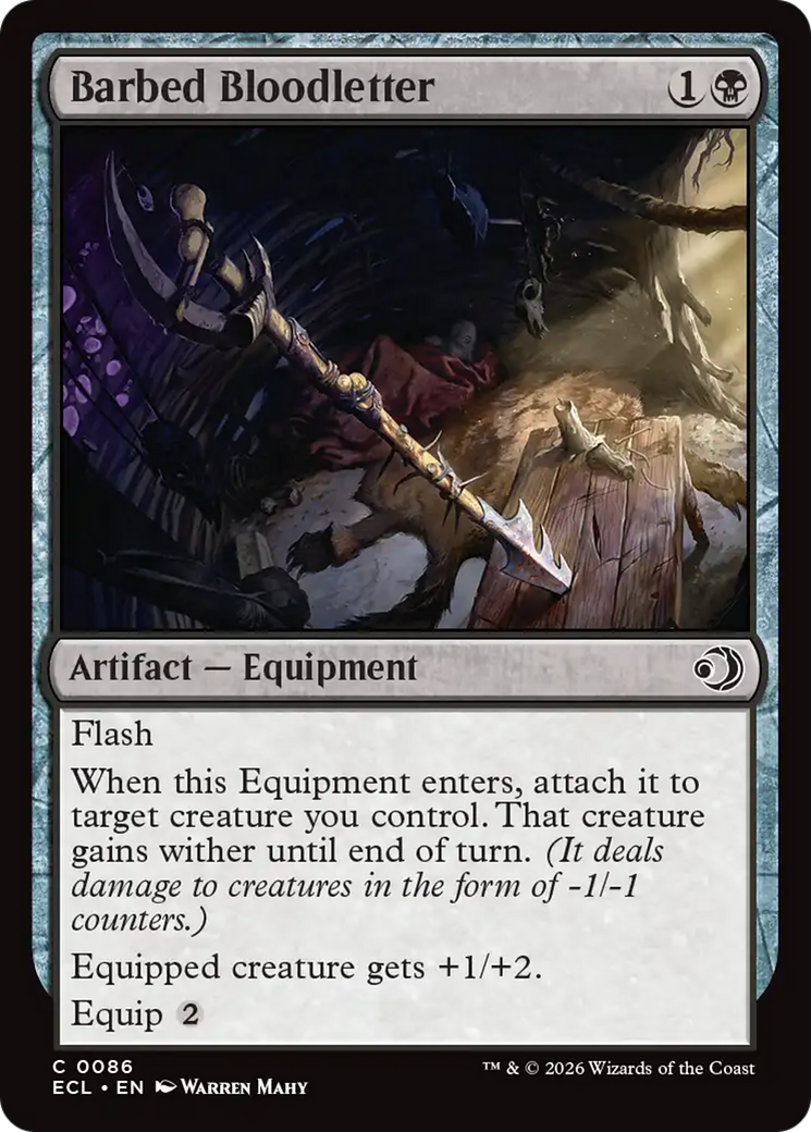 Barbed Bloodletter - Common Artifact — Equipment card from Lorwyn Eclipsed
