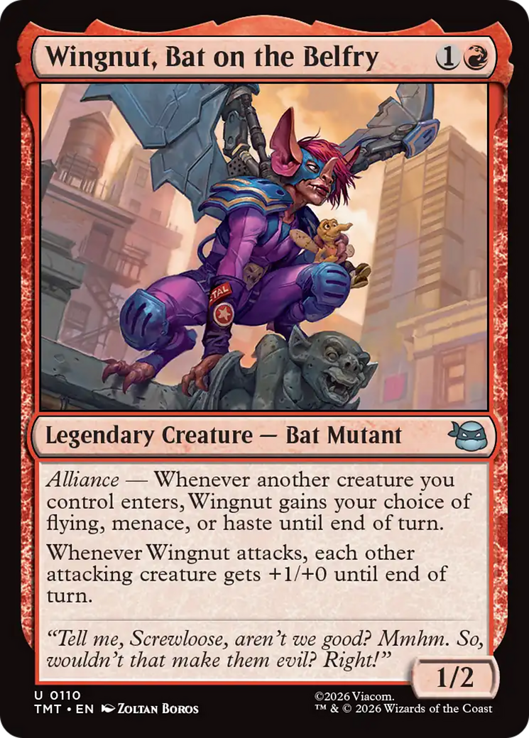 Wingnut, Bat on the Belfry - Uncommon Legendary Creature — Bat Mutant card from Teenage Mutant Ninja Turtles