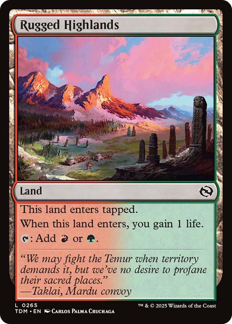 Rugged Highlands - Common Land card from Tarkir: Dragonstorm