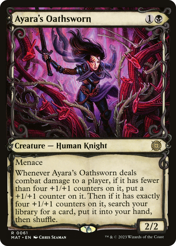 Ayara's Oathsworn - Rare Creature — Human Knight card from March of the Machine: The Aftermath