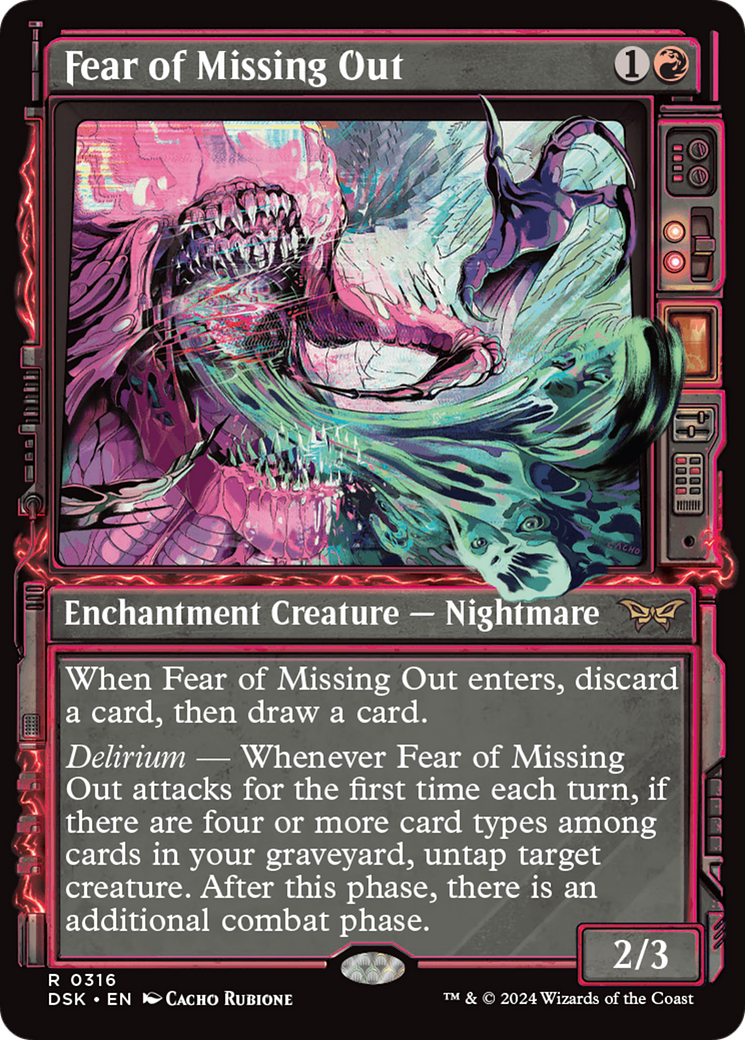 Fear of Missing Out - Rare Enchantment Creature — Nightmare card from Duskmourn: House of Horror