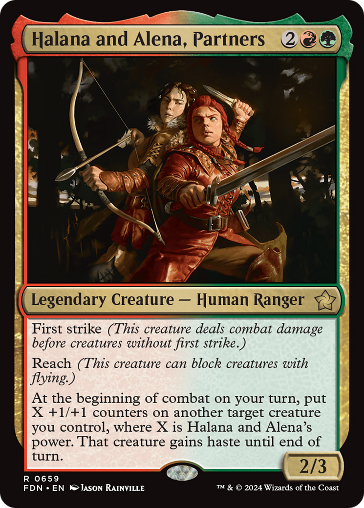 Halana and Alena, Partners - Rare Legendary Creature — Human Ranger card from Foundations