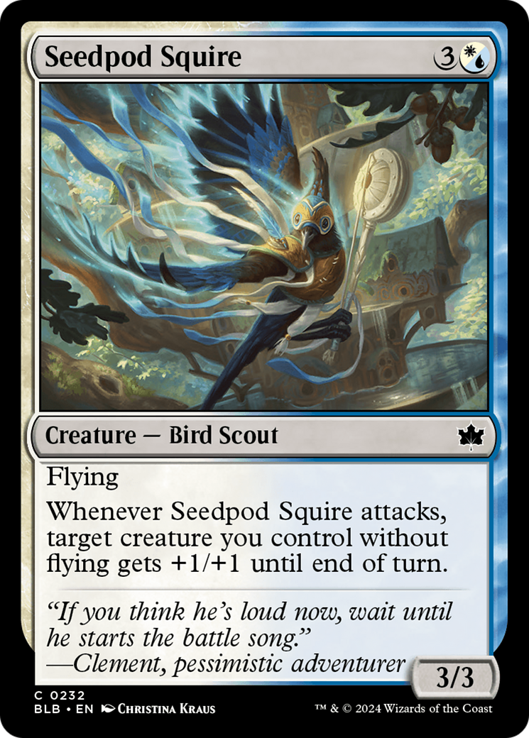 Seedpod Squire - Common Creature — Bird Scout card from Bloomburrow