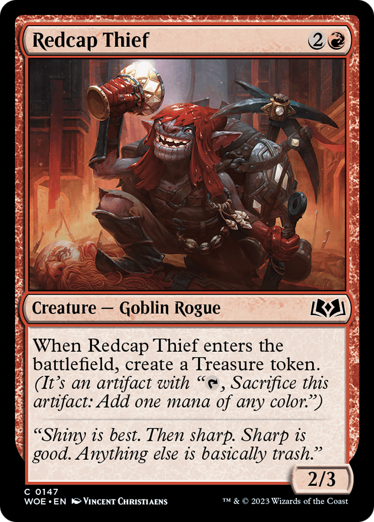 Redcap Thief - Common Creature — Goblin Rogue card from Wilds of Eldraine