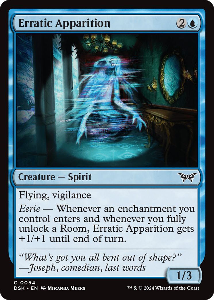 Erratic Apparition - Common Creature — Spirit card from Duskmourn: House of Horror