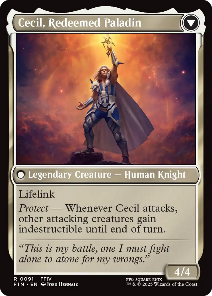 Back face of Cecil, Dark Knight // Cecil, Redeemed Paladin - Legendary Creature — Human Knight card