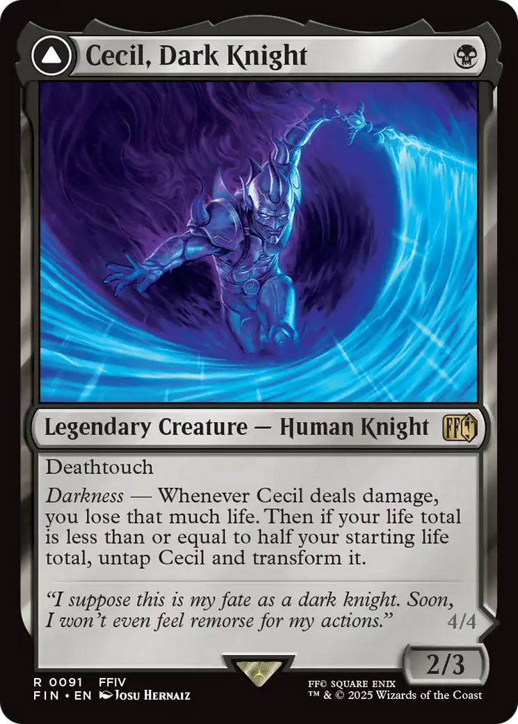 Cecil, Dark Knight // Cecil, Redeemed Paladin - Rare Legendary Creature — Human Knight card from Final Fantasy