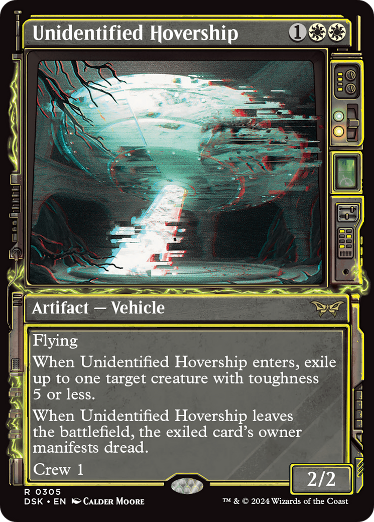 Unidentified Hovership - Rare Artifact — Vehicle card from Duskmourn: House of Horror