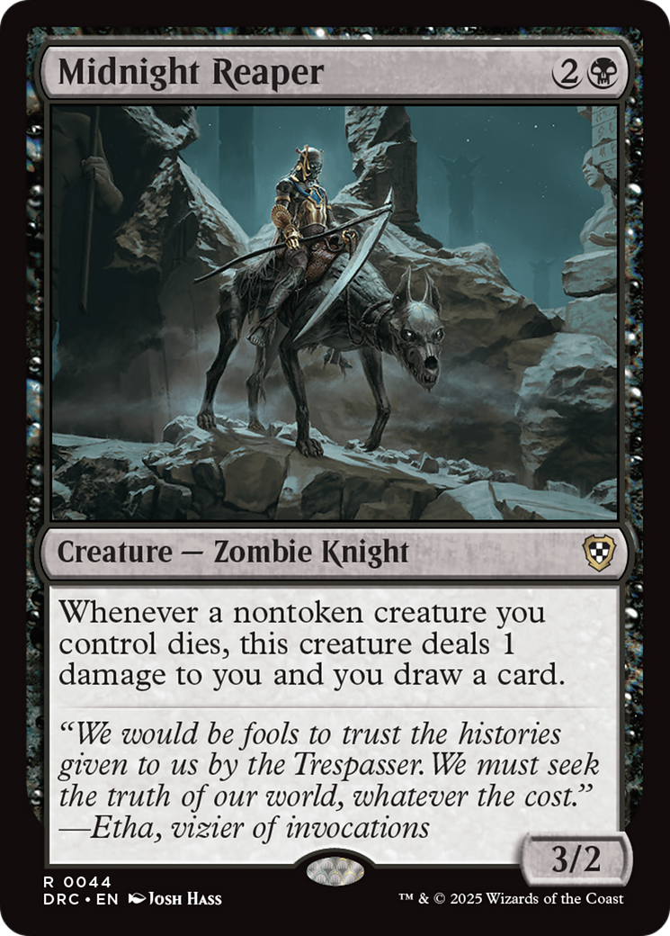 Midnight Reaper - Rare Creature — Zombie Knight card from Aetherdrift Commander