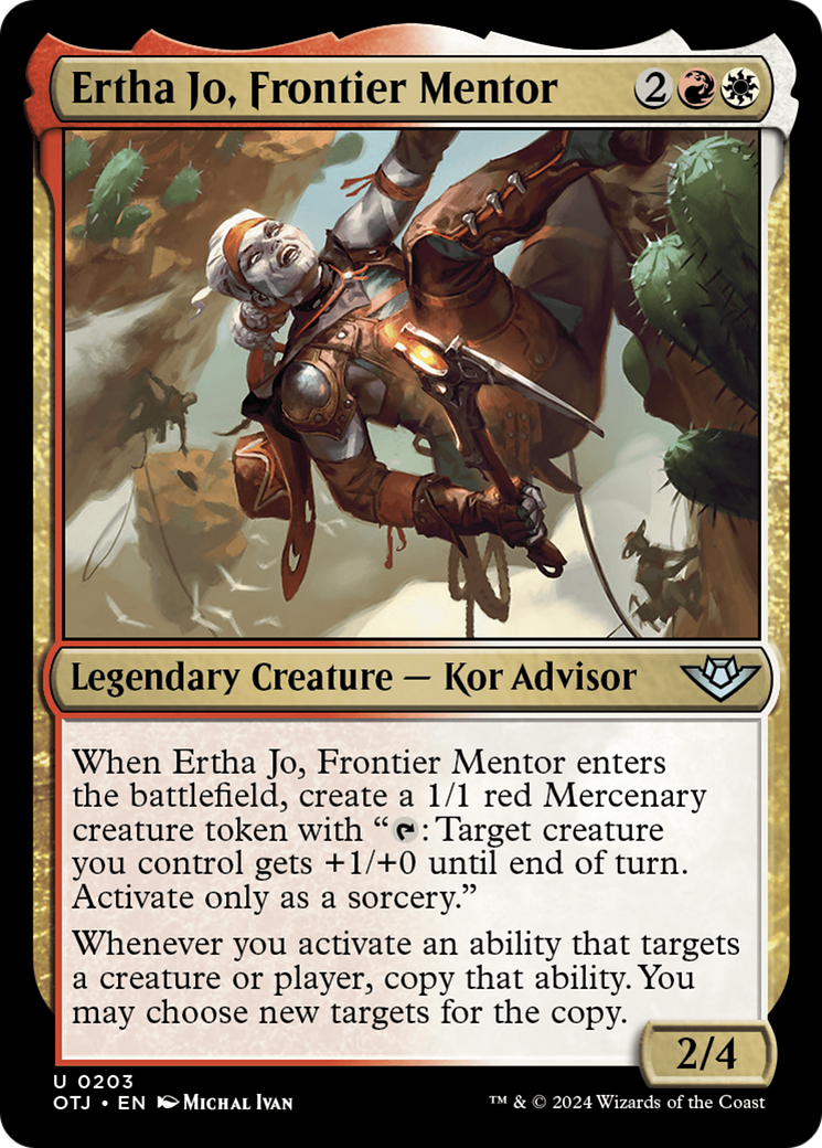 Ertha Jo, Frontier Mentor - Uncommon Legendary Creature — Kor Advisor card from Outlaws of Thunder Junction