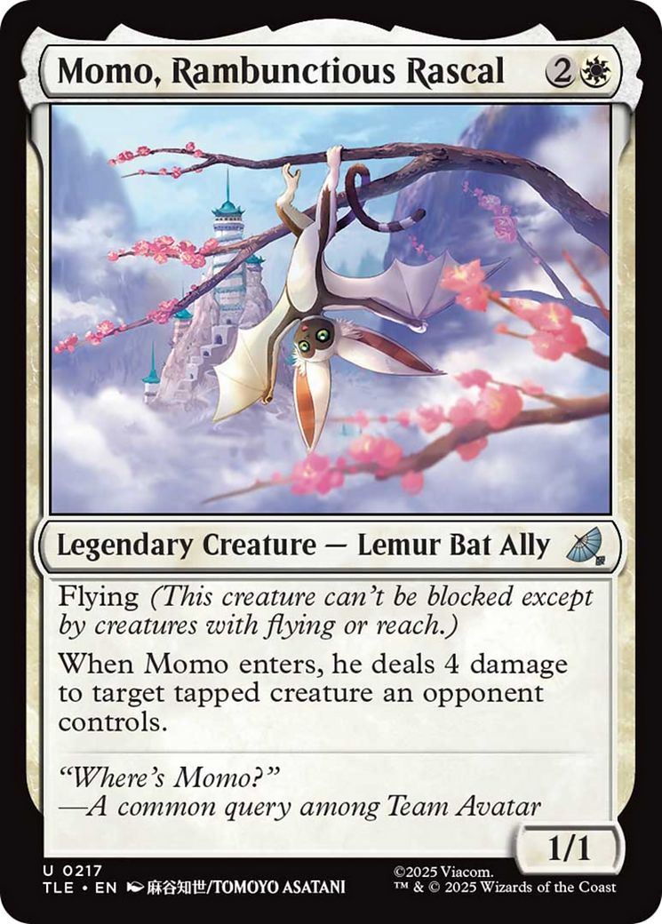 Momo, Rambunctious Rascal - Uncommon Legendary Creature — Lemur Bat Ally card from Avatar: The Last Airbender Eternal