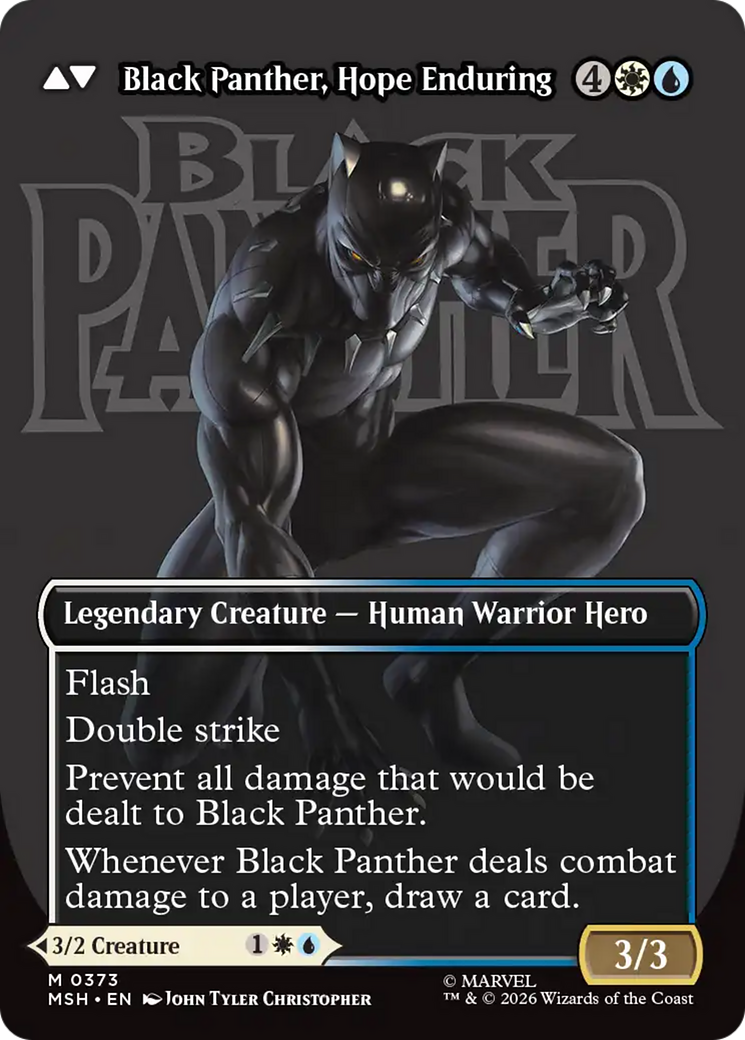 Back face of King T'Challa // Black Panther, Hope Enduring - Legendary Creature — Human Noble Hero card