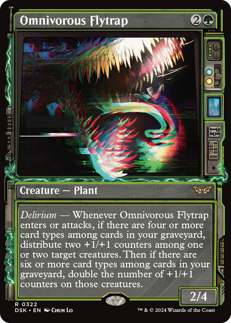 Omnivorous Flytrap - Rare Creature — Plant card from Duskmourn: House of Horror