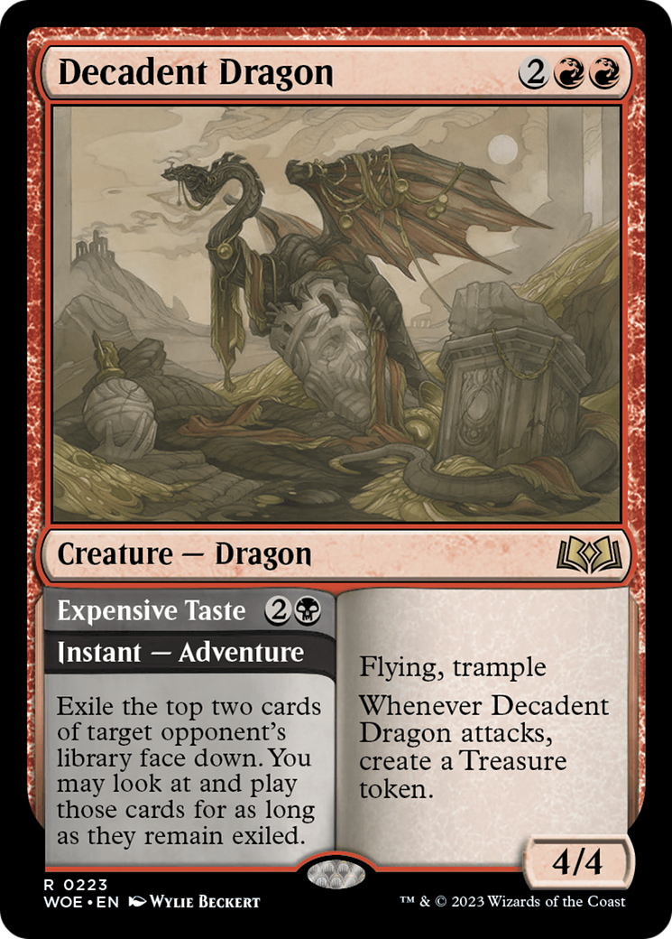 Decadent Dragon // Expensive Taste - Rare Creature — Dragon card from Wilds of Eldraine