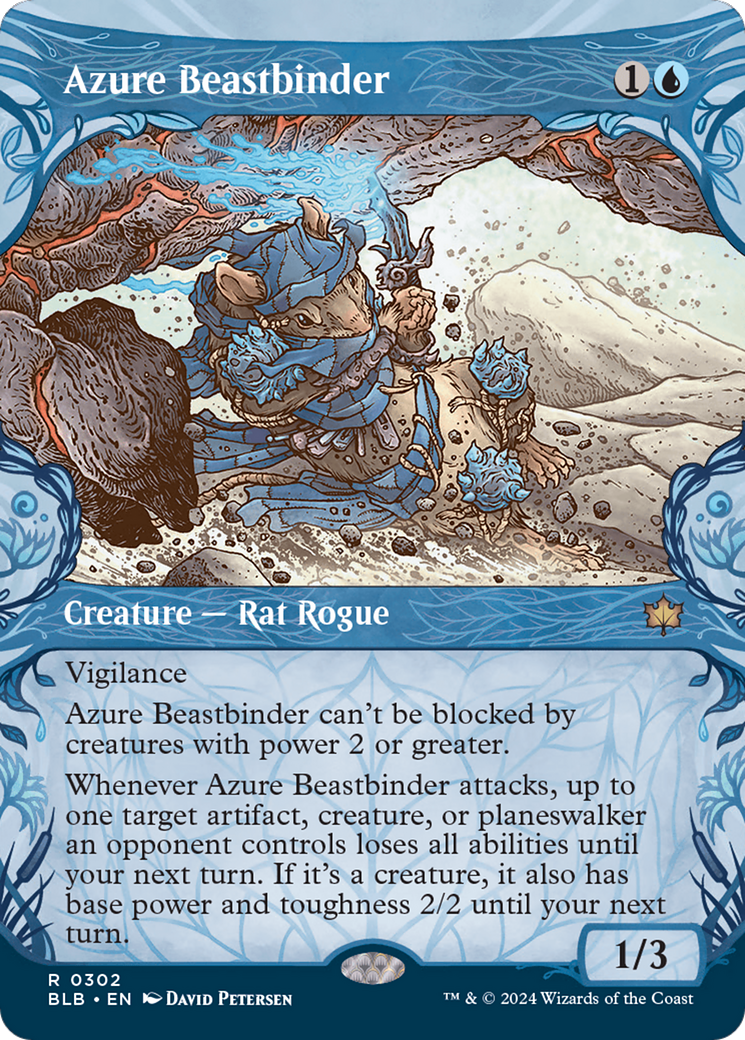 Azure Beastbinder - Rare Creature — Rat Rogue card from Bloomburrow