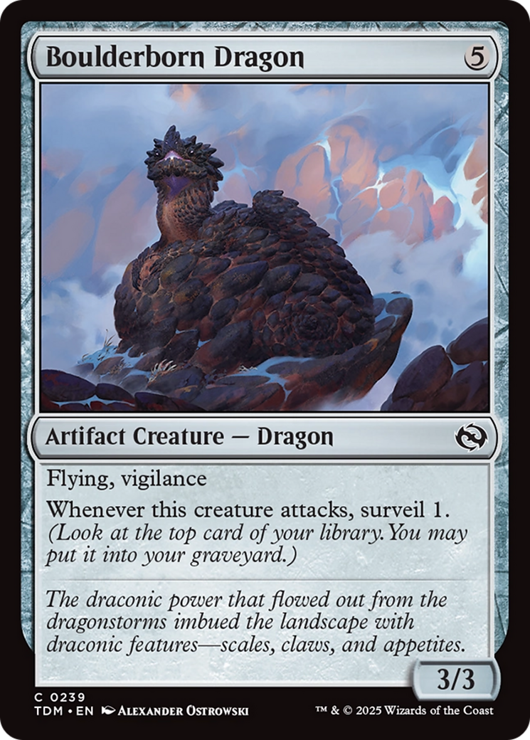 Boulderborn Dragon - Common Artifact Creature — Dragon card from Tarkir: Dragonstorm