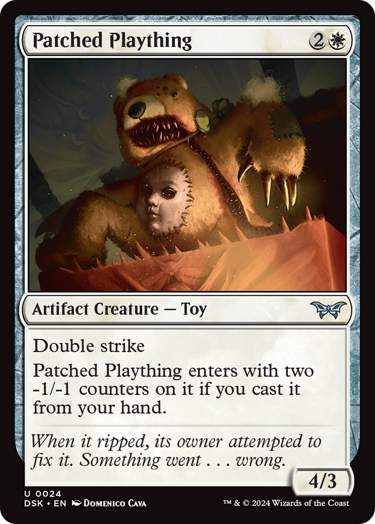 Patched Plaything - Uncommon Artifact Creature — Toy card from Duskmourn: House of Horror