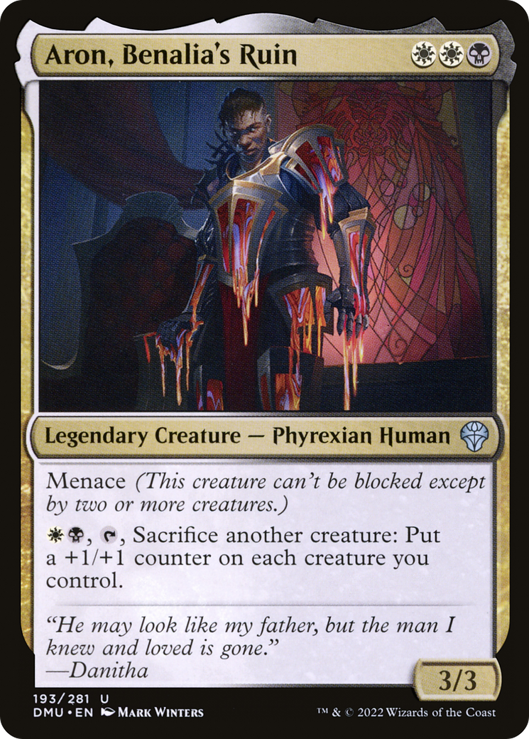 Aron, Benalia's Ruin - Uncommon Legendary Creature — Phyrexian Human card from Dominaria United