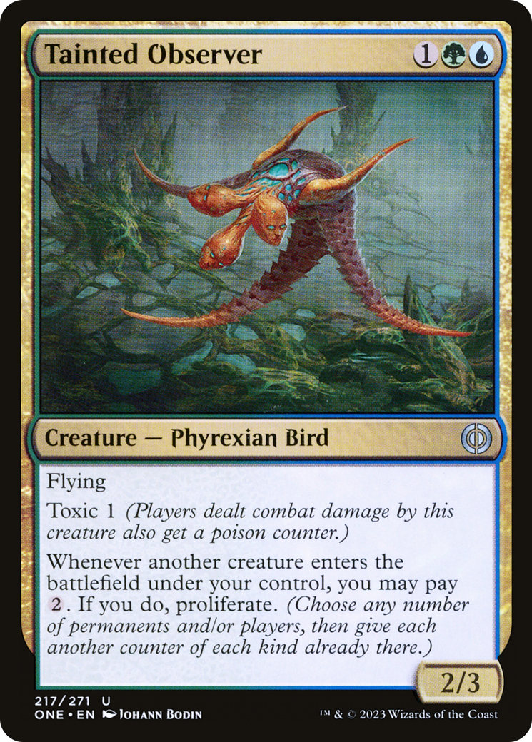 Tainted Observer - Uncommon Creature — Phyrexian Bird card from Phyrexia: All Will Be One