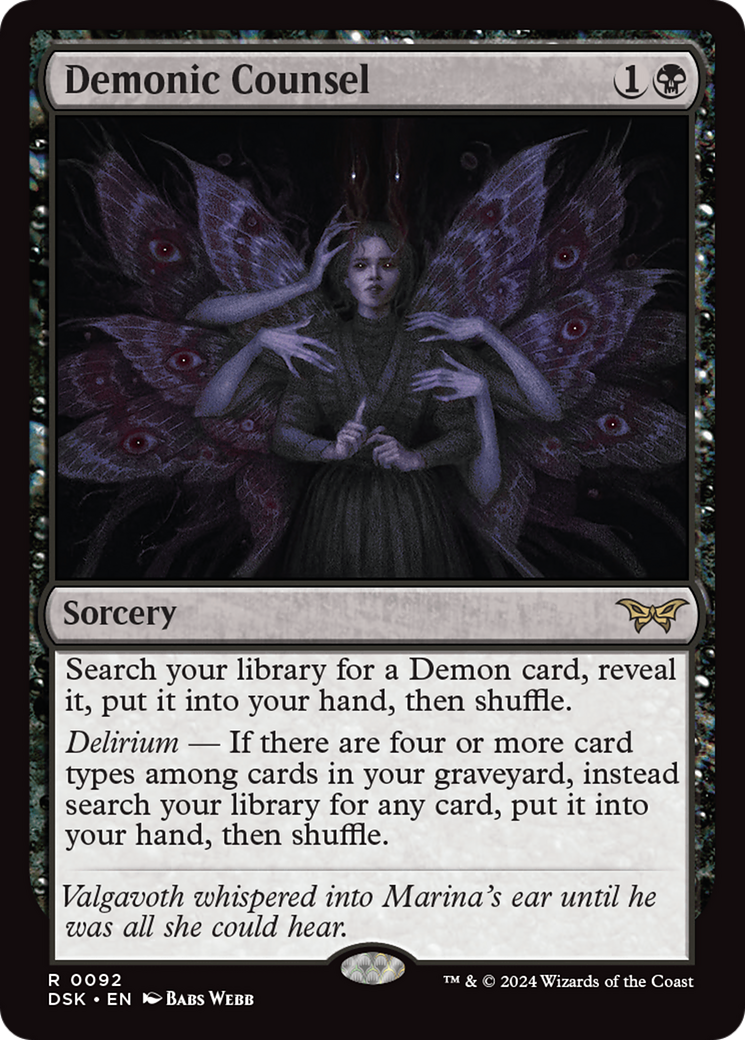 Demonic Counsel - Rare Sorcery card from Duskmourn: House of Horror