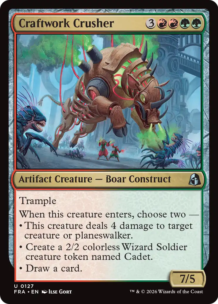 Craftwork Crusher - Uncommon Artifact Creature — Boar Construct card from Reality Fracture