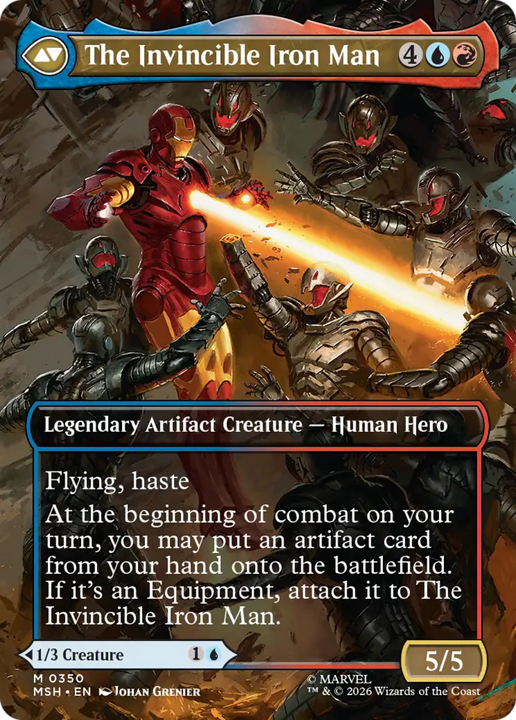 Back face of Tony Stark // The Invincible Iron Man - Legendary Creature — Human Artificer Hero card