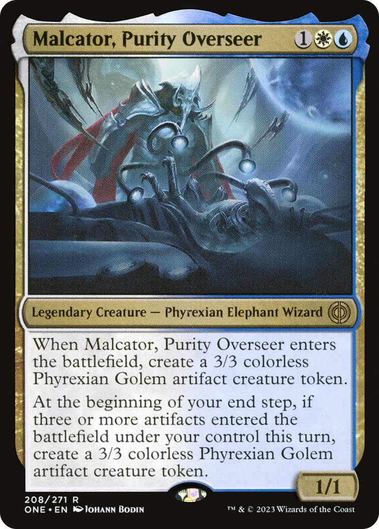 Malcator, Purity Overseer - Rare Legendary Creature — Phyrexian Elephant Wizard card from Phyrexia: All Will Be One