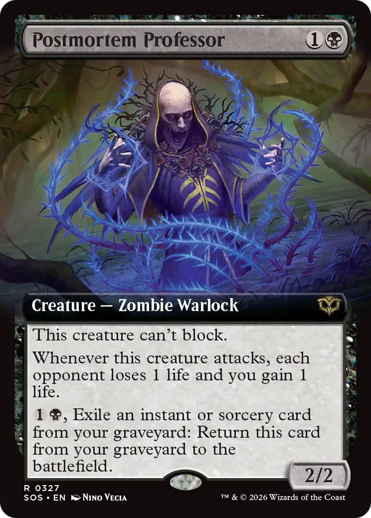 Postmortem Professor - Rare Creature — Zombie Warlock card from Secrets of Strixhaven