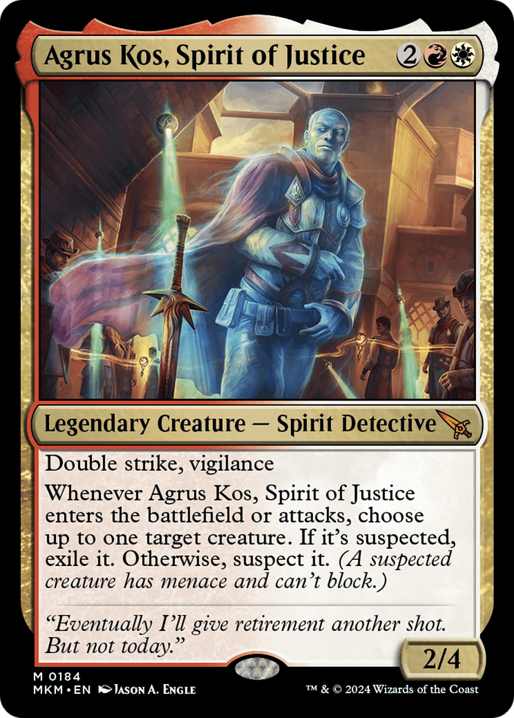Agrus Kos, Spirit of Justice - Mythic Legendary Creature — Spirit Detective card from Murders at Karlov Manor