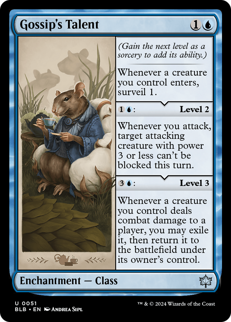 Gossip's Talent - Uncommon Enchantment — Class card from Bloomburrow