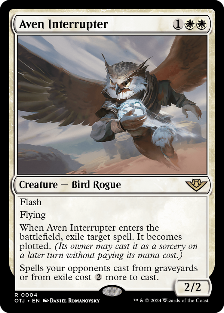 Aven Interrupter - Rare Creature — Bird Rogue card from Outlaws of Thunder Junction
