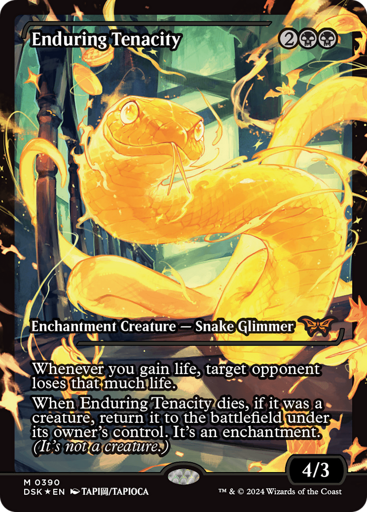 Enduring Tenacity - Mythic Enchantment Creature — Snake Glimmer card from Duskmourn: House of Horror
