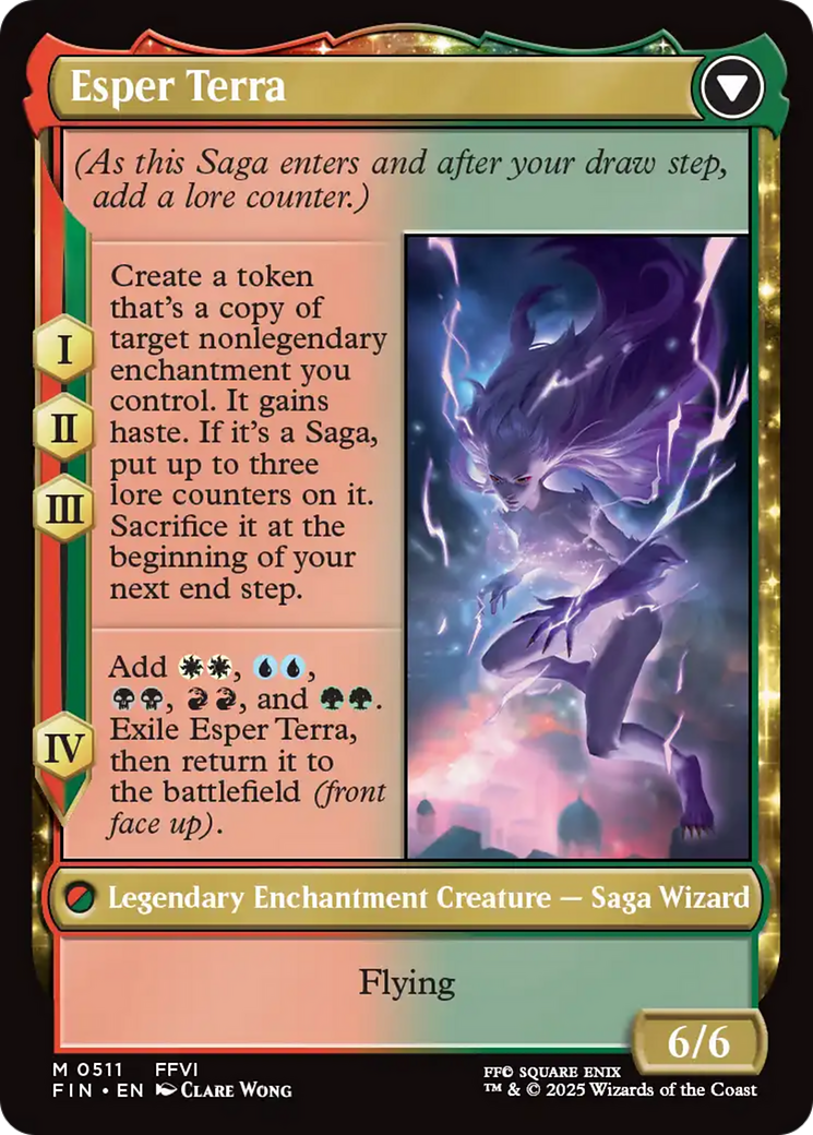 Back face of Terra, Magical Adept // Esper Terra - Legendary Enchantment Creature — Saga Wizard card