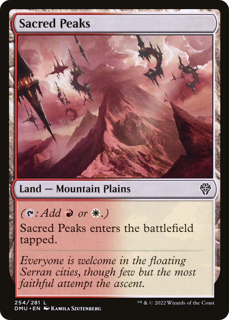 Sacred Peaks - Common Land — Mountain Plains card from Dominaria United