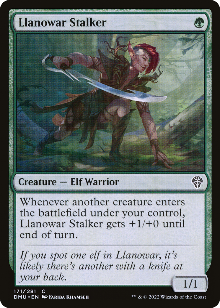 Llanowar Stalker - Common Creature — Elf Warrior card from Dominaria United