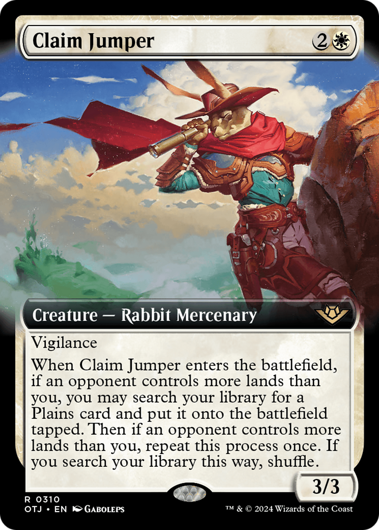 Claim Jumper - Rare Creature — Rabbit Mercenary card from Outlaws of Thunder Junction
