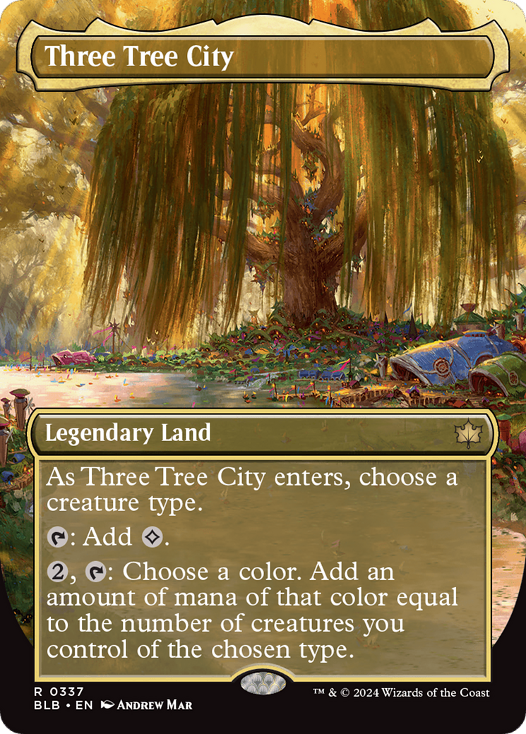 Three Tree City - Rare Legendary Land card from Bloomburrow