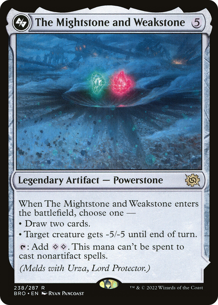The Mightstone and Weakstone // Urza, Planeswalker - Rare Legendary Artifact — Powerstone card from The Brothers' War